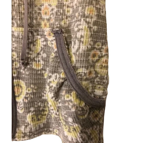 Free People Floral Print Waffle Thermal Zip Front Hoodie - Picture 7 of 12